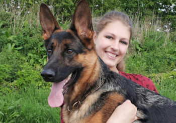 Grace Briggs and Karma, the German Shepherd